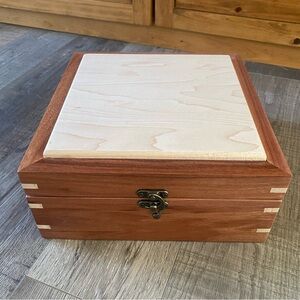 Handcrafted Cherry & Oak Hinged Keepsake Box with Latch